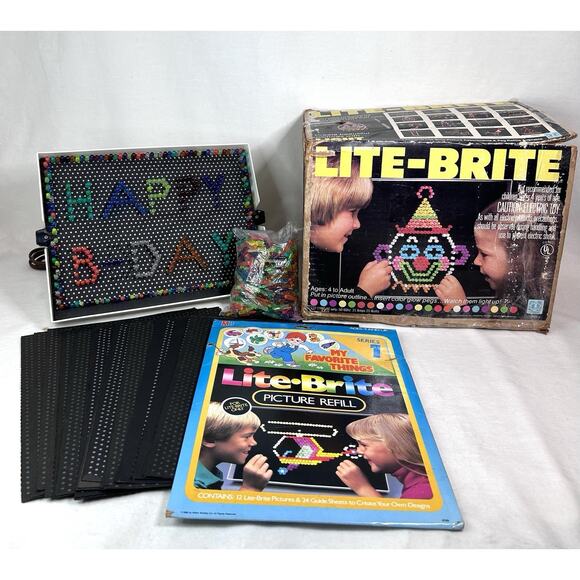 Hasbro Other - Vintage Light Brite Unused Picture Sheets Blank Sheets and Pegs in Box WORKS!!!